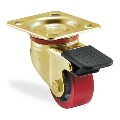 Ağır Tip Döküm Göbekli Poliüretan Döner Tablalı Frenli Tekerlek Ø55 mm (K4102DOR F04)