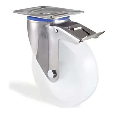 Paslanmaz Polipropilen Döner Tablalı Frenli Tekerlek Ø80–150 mm (KS3302MMB)