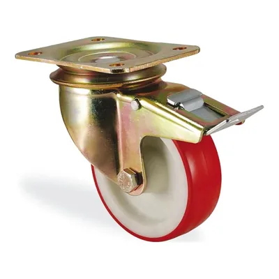 Ağır Tip Poliüretan Döner Tablalı Frenli Tekerlek Ø80–200 mm (K4102PUB)