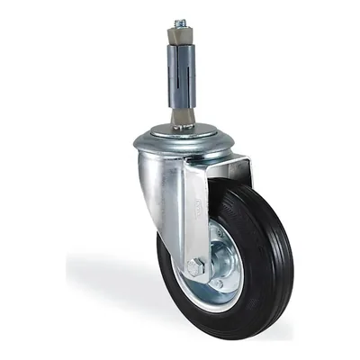 Siyah Kauçuk Döner Boru Geçmeli Tekerlek Ø80–125 mm (K3325SLP)