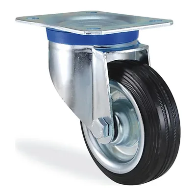 Siyah Kauçuk Döner Tablalı Tekerlek Ø160 mm (K3202SLP)